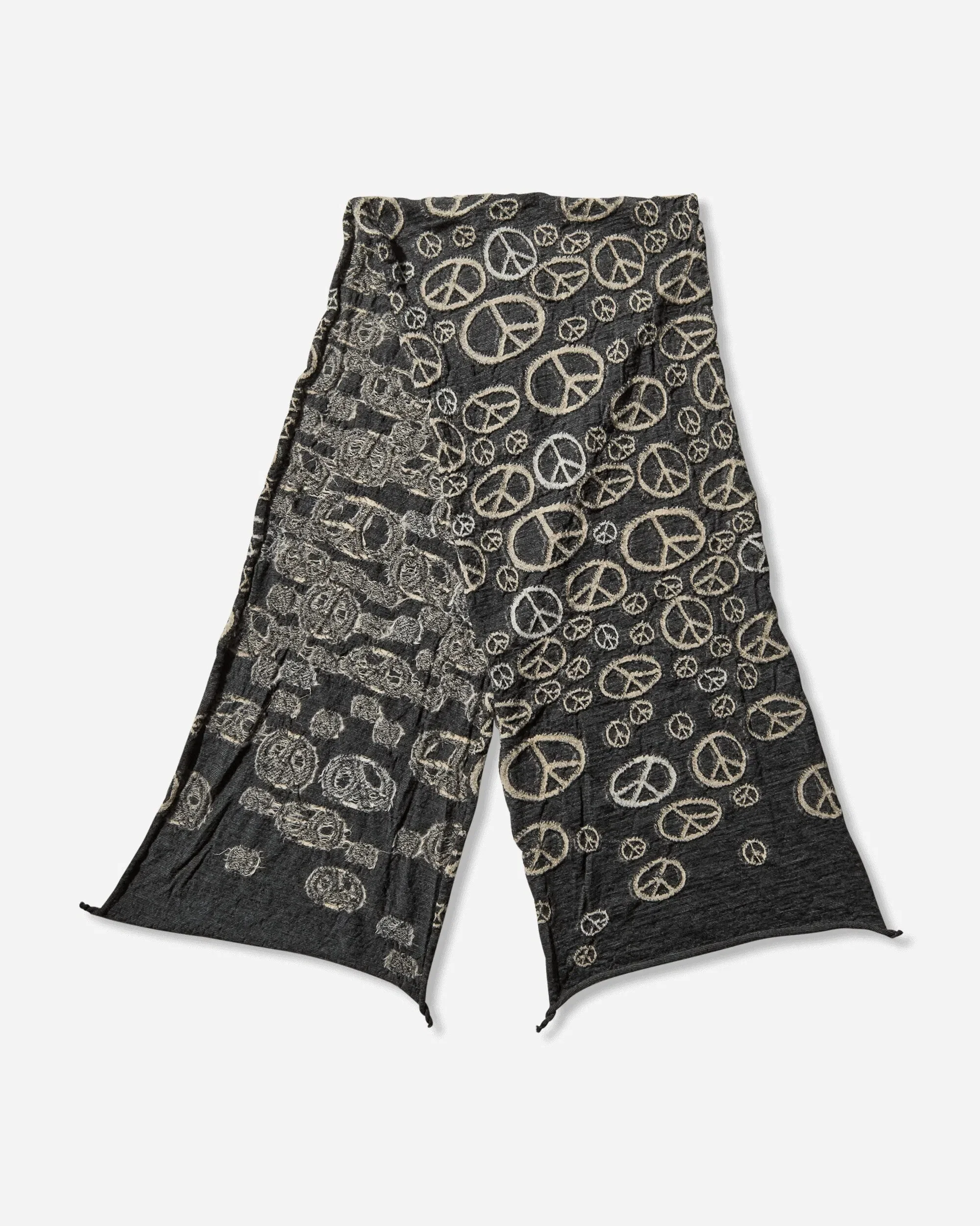 KAPITAL Fulling Wool Peace Mark Happy Scarf Black