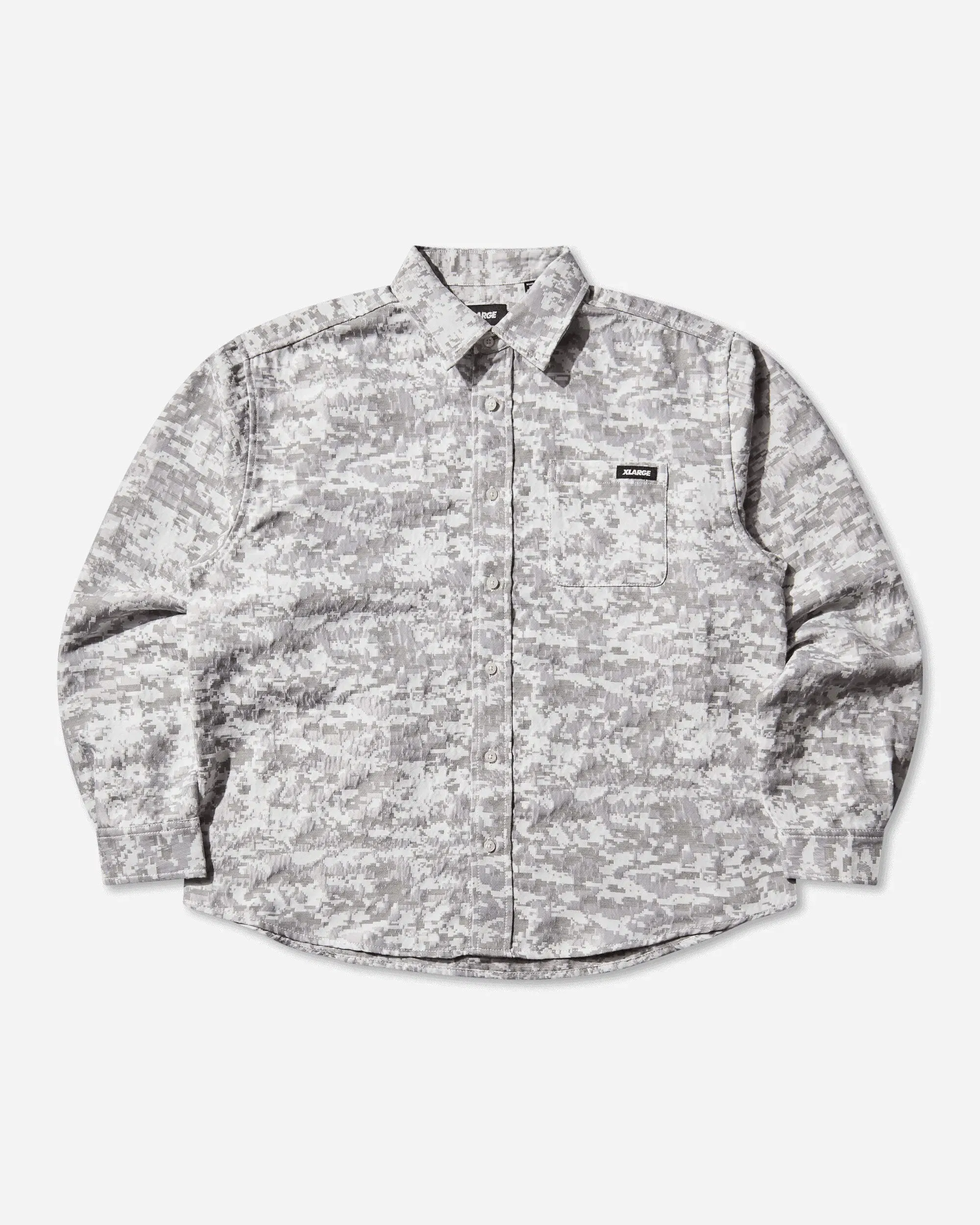 XLarge Men's Digital Camo Jacquard Longsleeve Shirt White