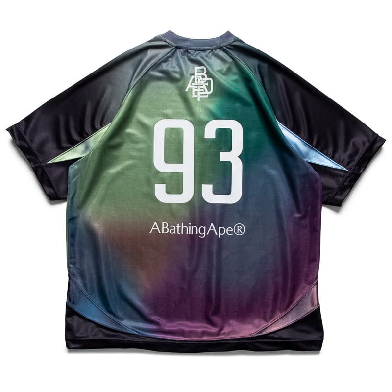 BAPE A Bathing Ape Tie Dye Sta Stripe Pattern Football Jersey - Black