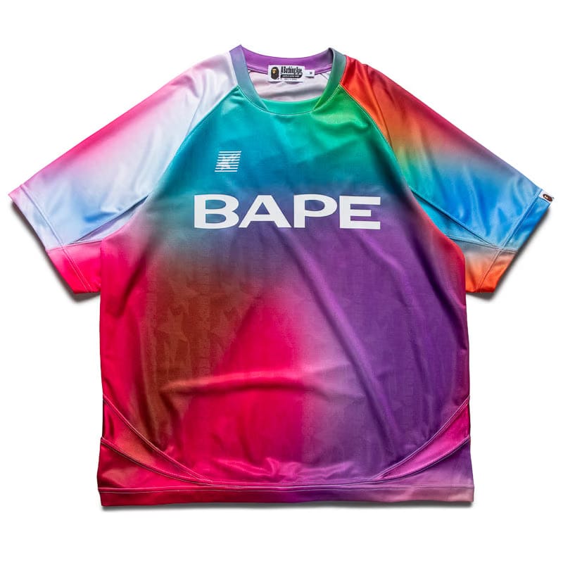 BAPE A Bathing Ape Tie Dye Sta Stripe Pattern Football Jersey - Multi