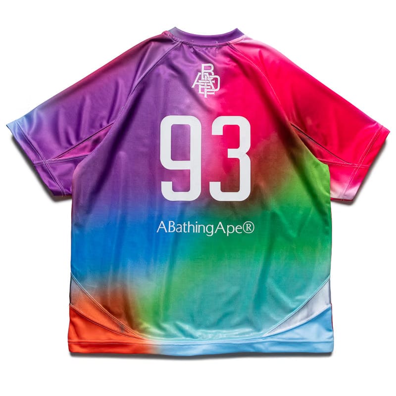 BAPE A Bathing Ape Tie Dye Sta Stripe Pattern Football Jersey - Multi