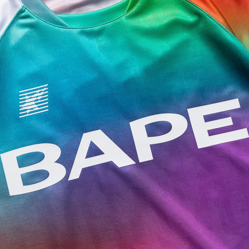 BAPE A Bathing Ape Tie Dye Sta Stripe Pattern Football Jersey - Multi