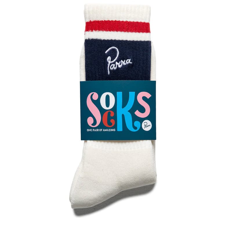 Parra Signature Striped Crew Socks - White