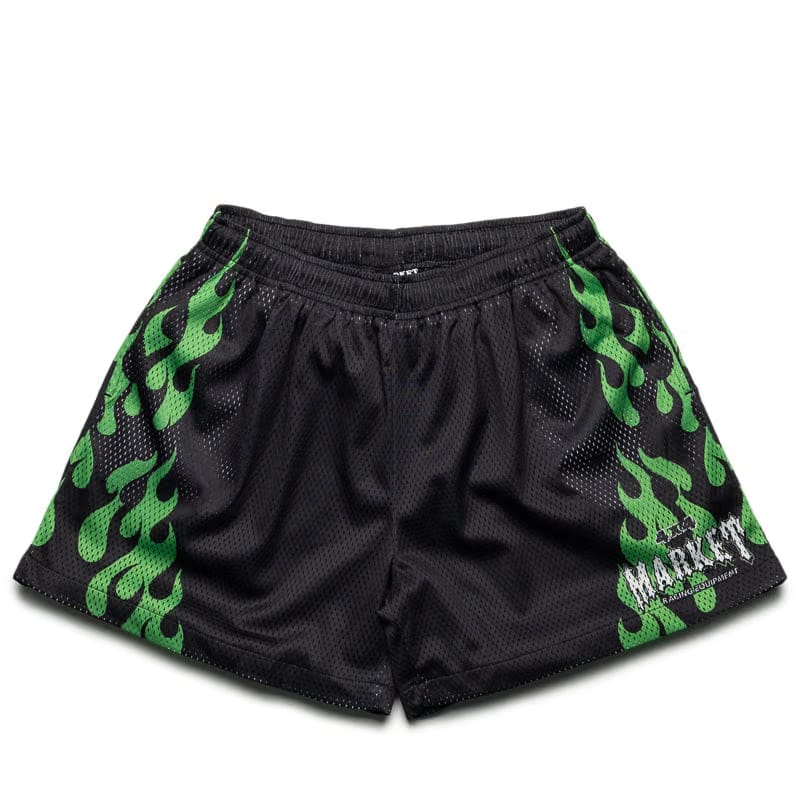 Market Toxic Flames Mesh Shorts - Black/Green
