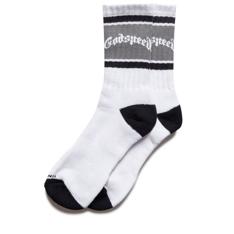 Godspeed New York OG Logo Striped Socks - White/Grey