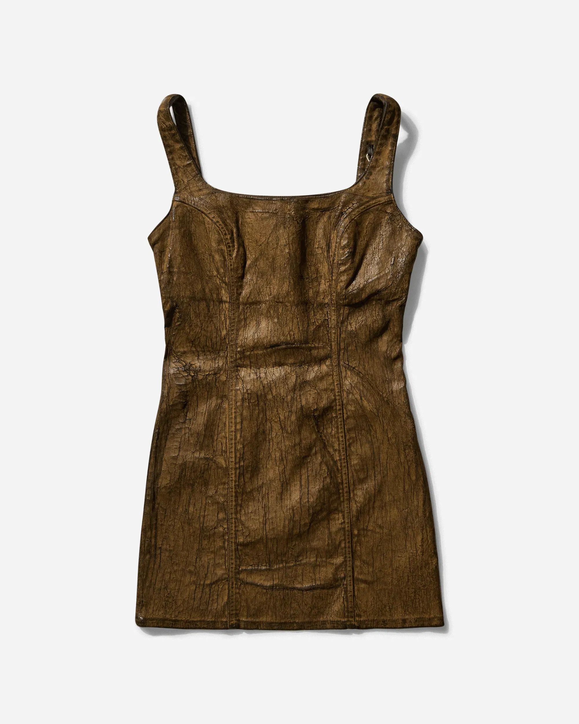 GUESS USA Women's Crackle Denim Dress Dark Brown Earth