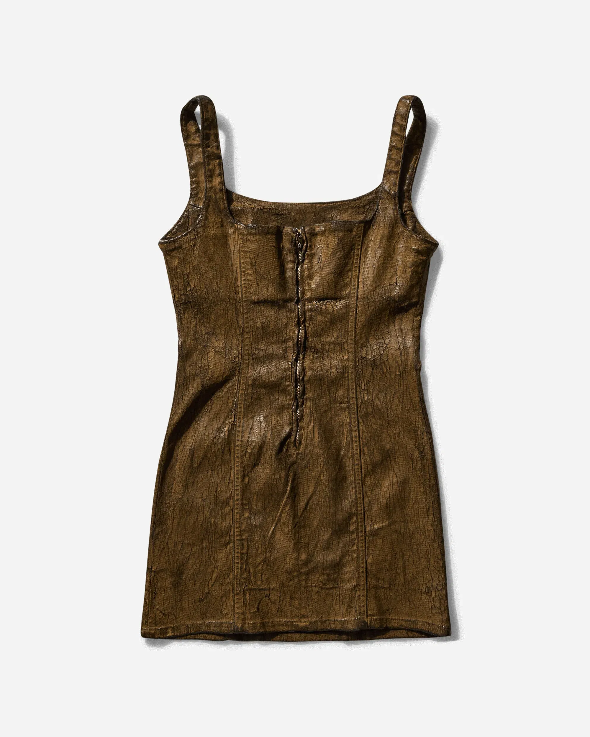 GUESS USA Women's Crackle Denim Dress Dark Brown Earth