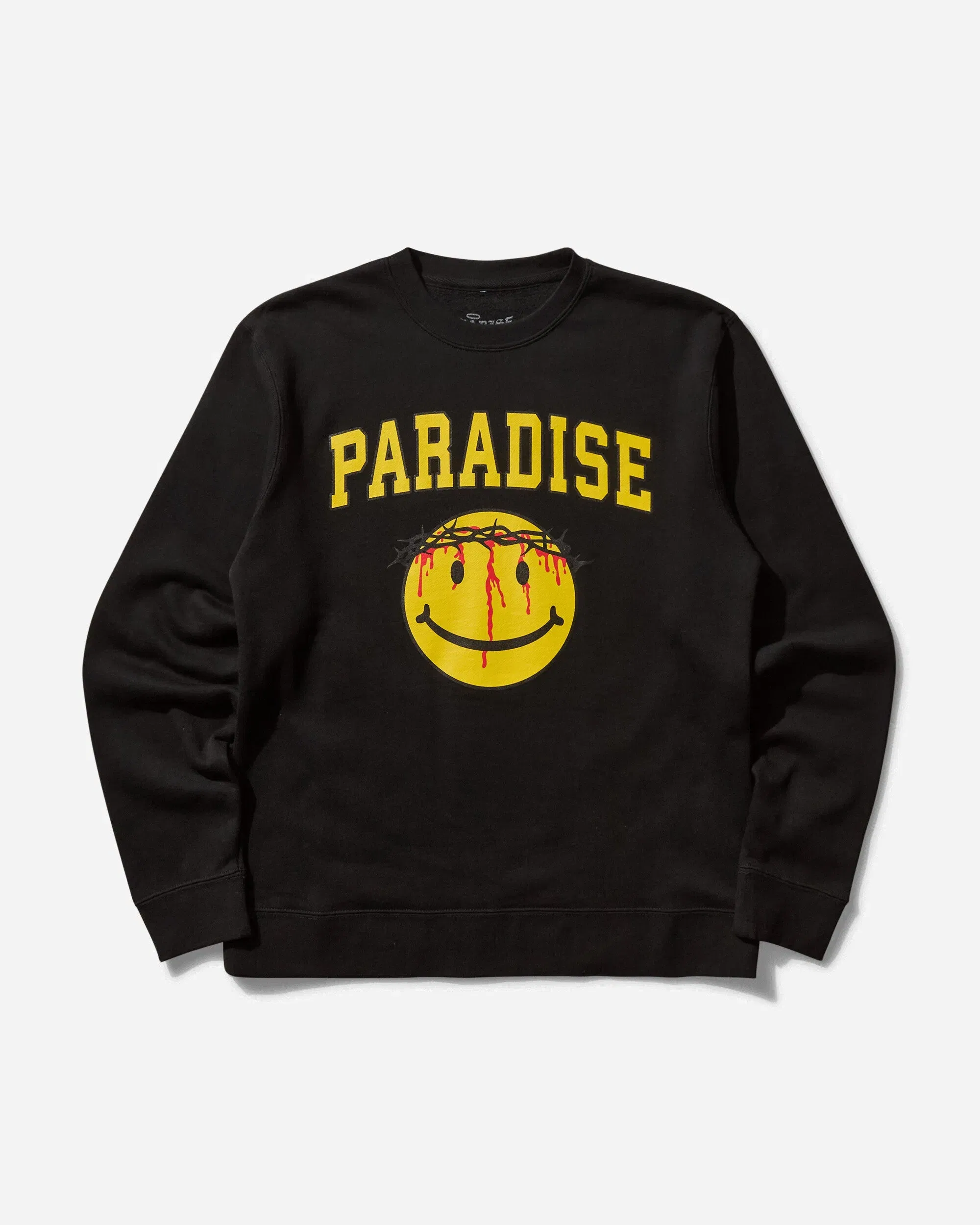 Paradis3 Men's Smiley Jesus Crewneck Sweatshirt Black