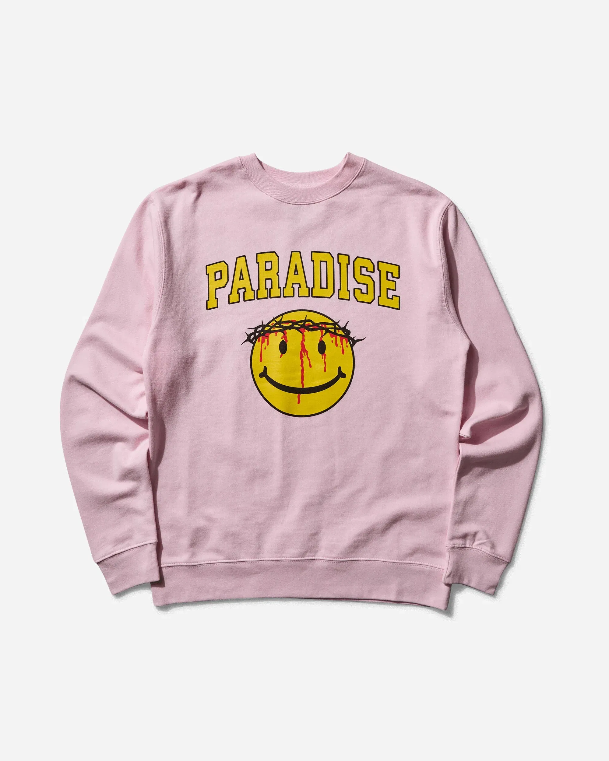 Paradis3 Men's Smiley Jesus Crewneck Sweatshirt Pink