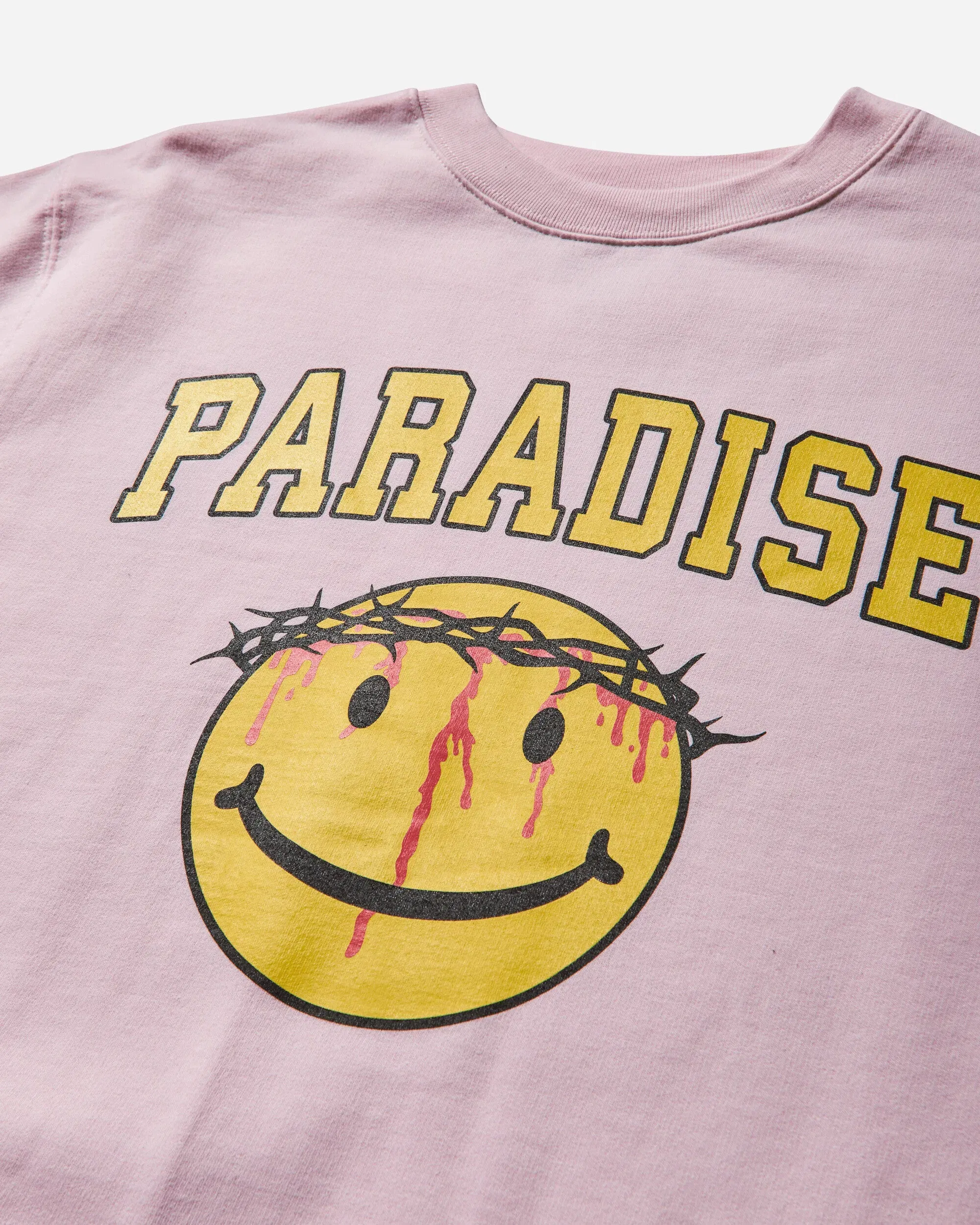Paradis3 Men's Smiley Jesus Crewneck Sweatshirt Pink