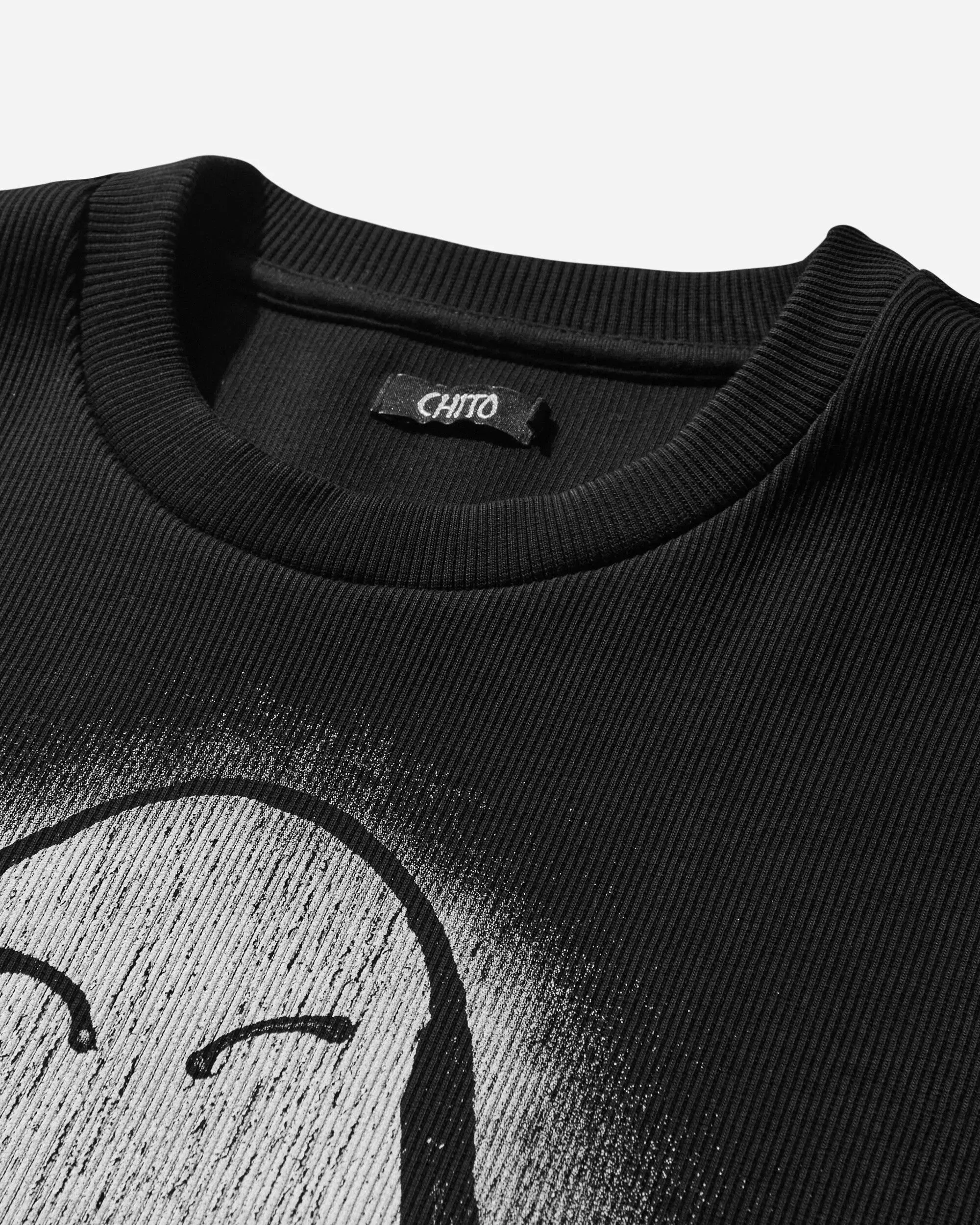 CHITO Men's Heart Eye Pup Ribbed T-Shirt Black