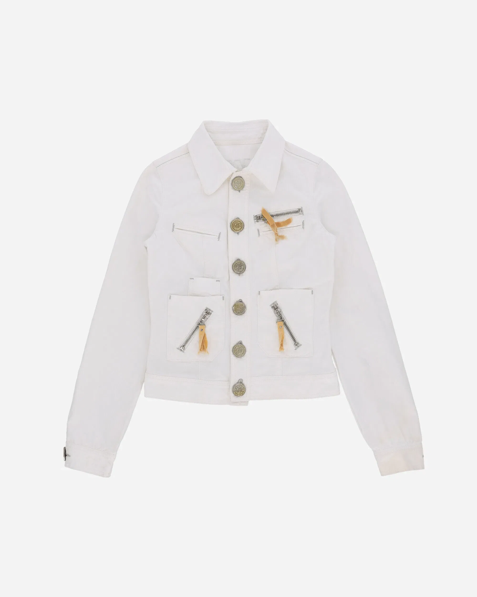 Pezze Vintage Women's Golden Buttons Denim Jacket White