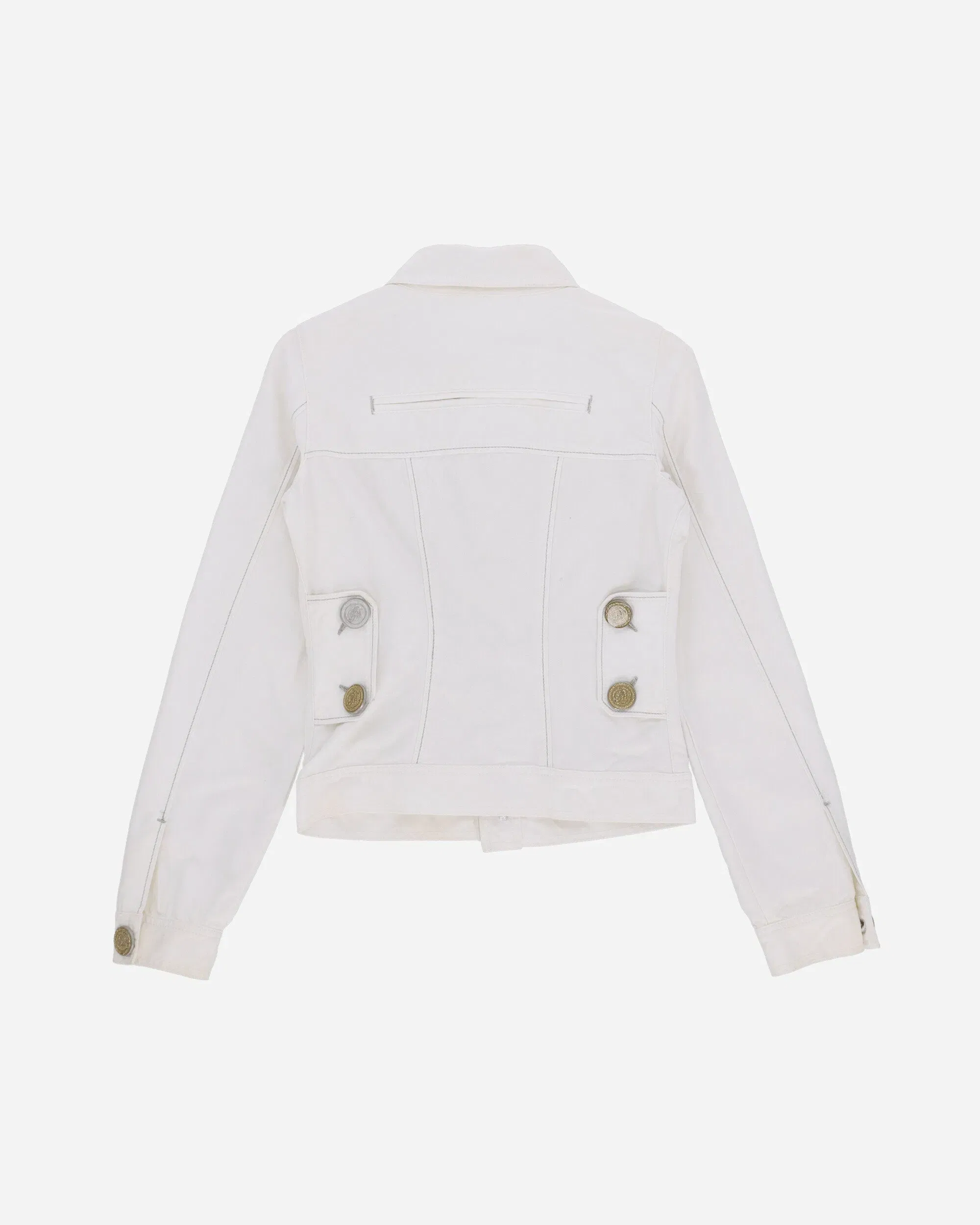 Pezze Vintage Women's Golden Buttons Denim Jacket White