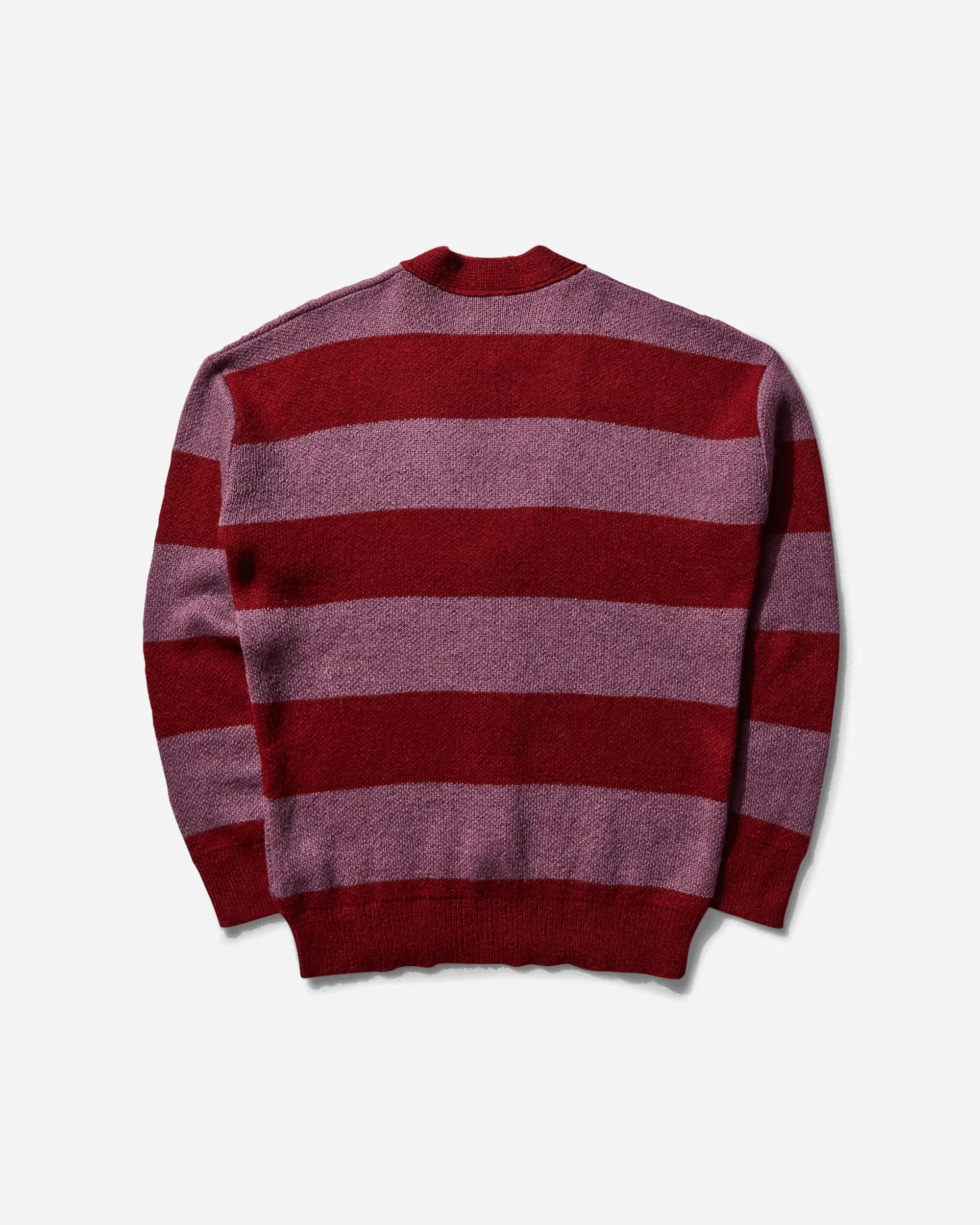 NO PROBLEMO Men's Striped Mohair Oversized Cardigan Burgundy