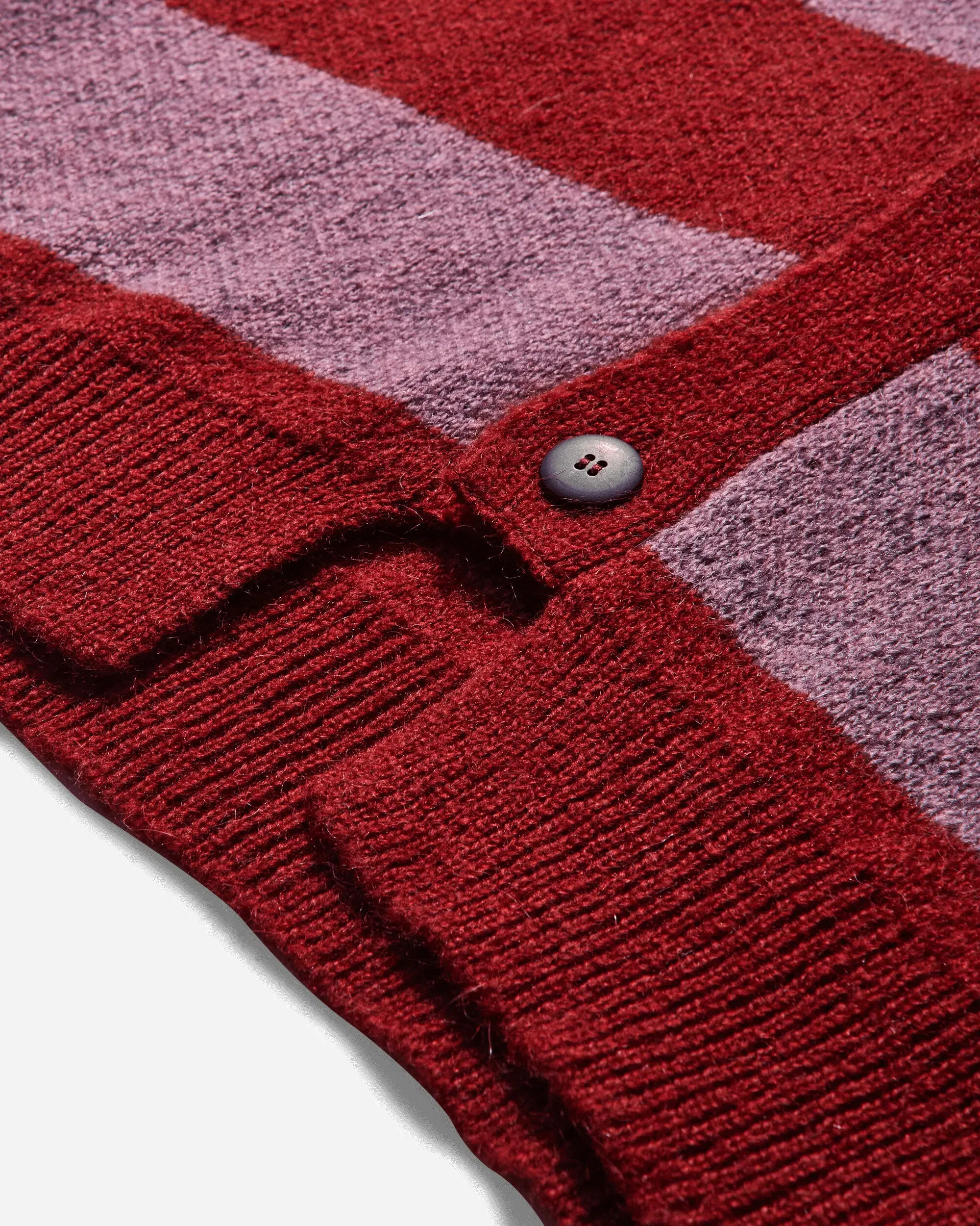 NO PROBLEMO Men's Striped Mohair Oversized Cardigan Burgundy