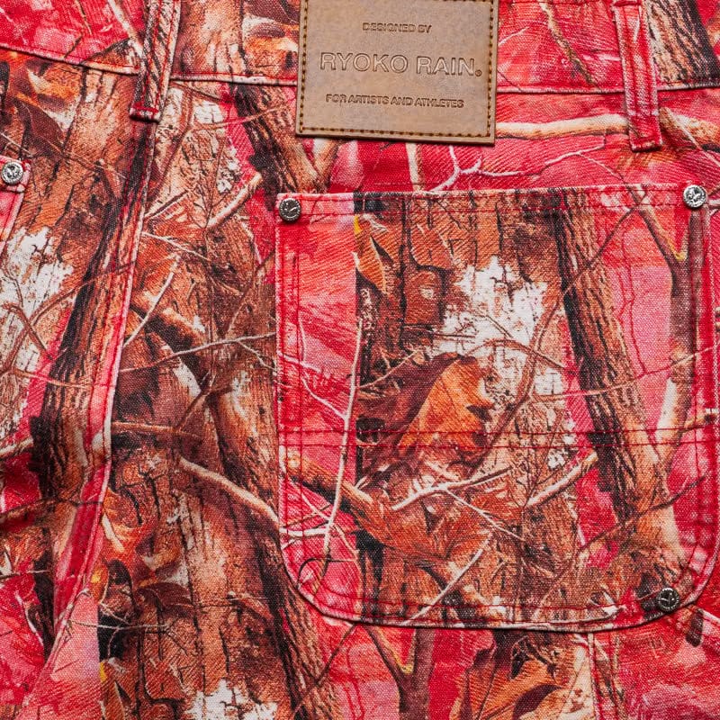 Ryoko Rain Tree Camo Double Knee Oversized Shorts - Pink Camo