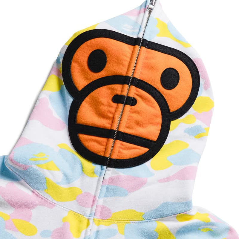 BAPE A Bathing Ape Multi Camo Baby Milo Full Zip Hoodie - White