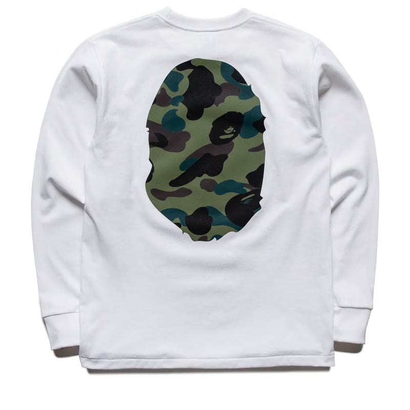 BAPE A Bathing Ape 1st Camo Big Ape Head L/S Tee - White/Green