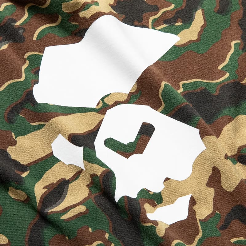 BAPE A Bathing Ape Glitch Woodland Camo Ape Face Tee - Green