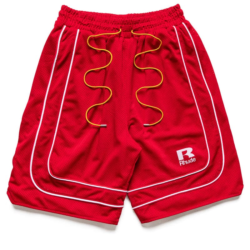Rhude Mesh Piping Baggy Track Shorts - Red/White