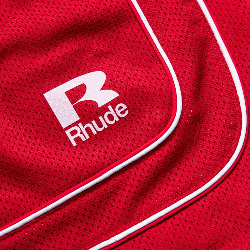 Rhude Mesh Piping Baggy Track Shorts - Red/White