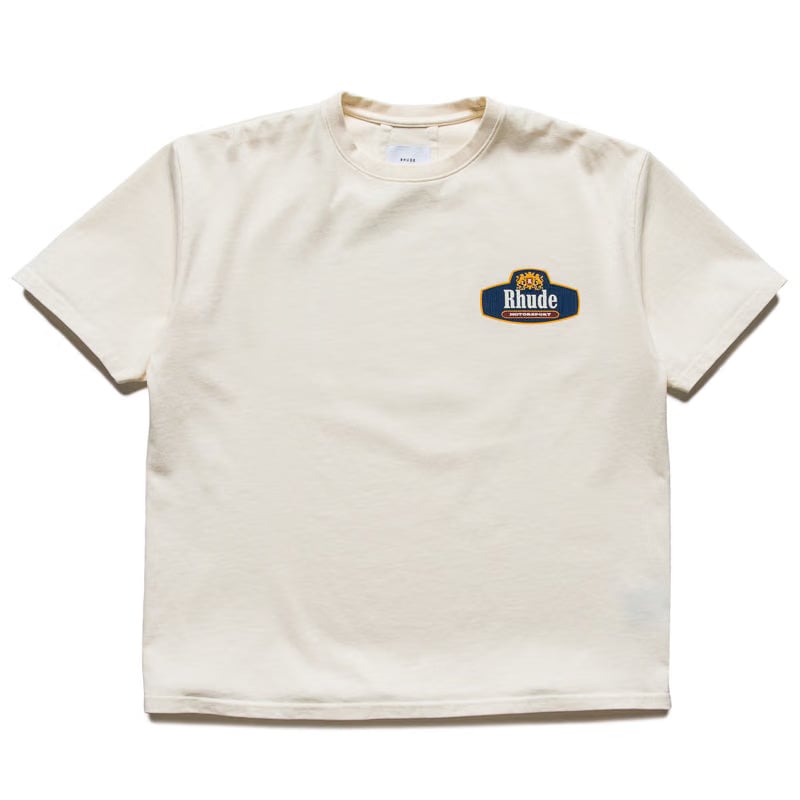 Rhude Racing Crest Tee - Vintage White/Navy