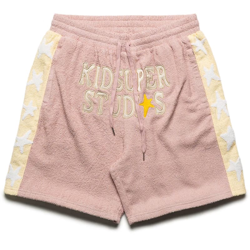 KidSuper Terrycloth Stars Shorts- Pastel Pink