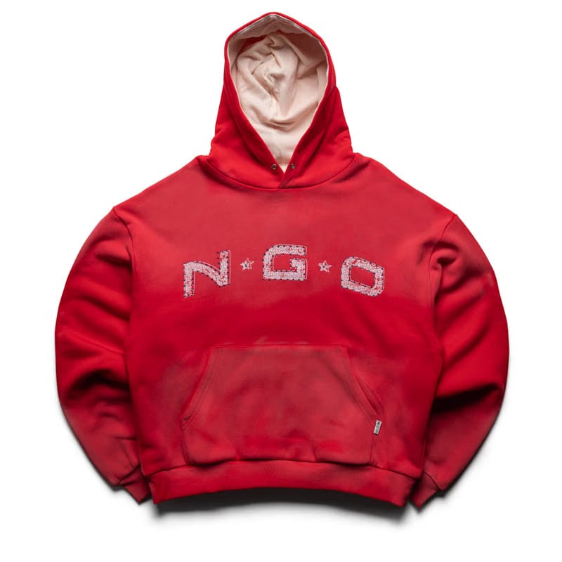 Nothing Grows Overnight Arched Pullover Hoodie - Red