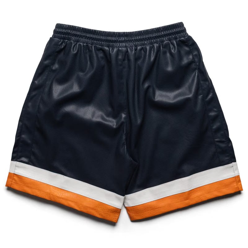 Criminal Damage Stadium Leather Shorts - Navy/Orange