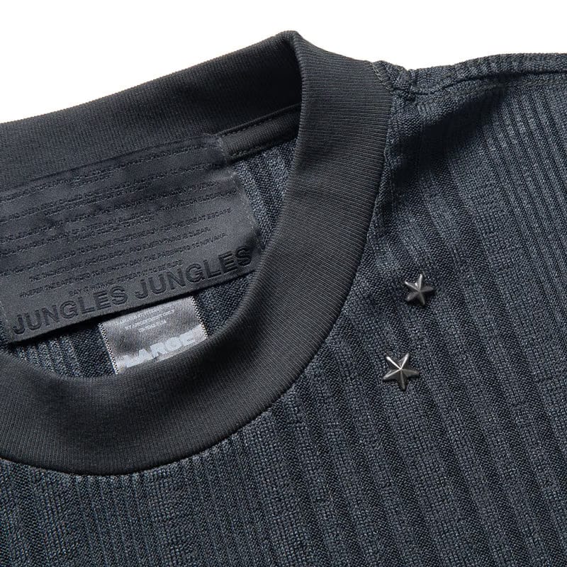 Jungles Stripe Knit S/S Tee - Charcoal