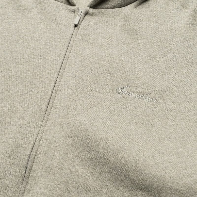 Fear Of God Essentials Signature Classic Full Zip Hoodie - Concrete Heather