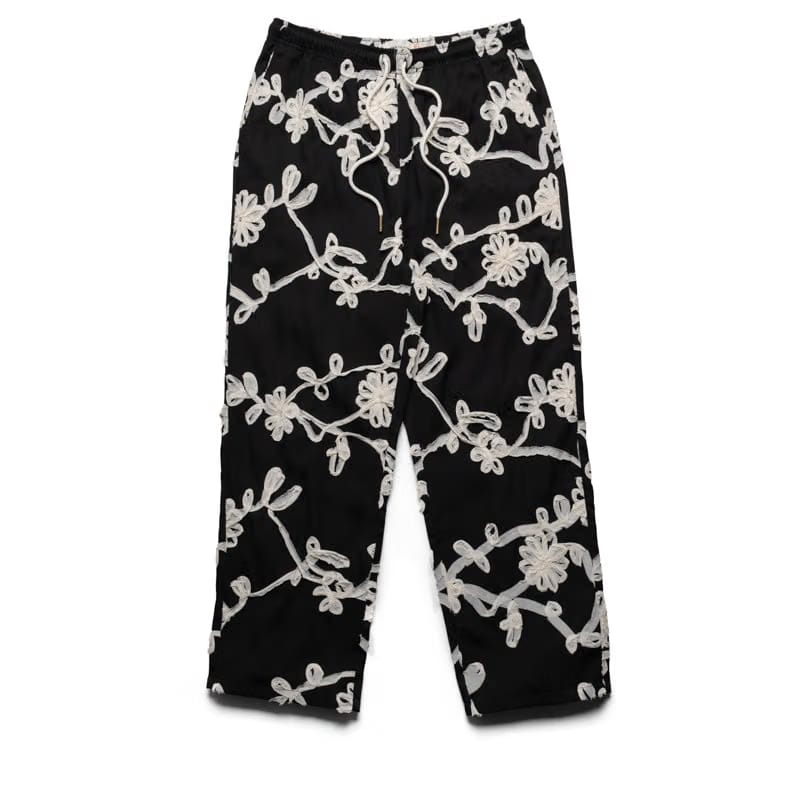 Honor The Gift Floral Ribbon Ankle Pants - Black