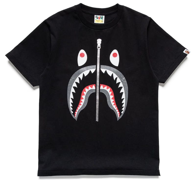 BAPE A Bathing Ape Glitter Shark Tee - Black