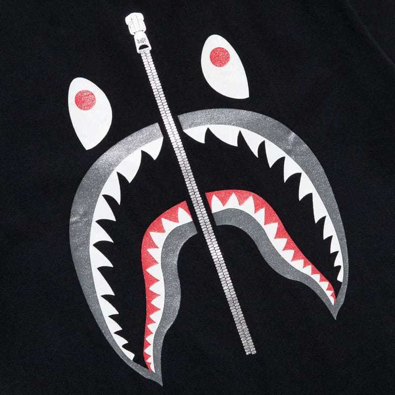 BAPE A Bathing Ape Glitter Shark Tee - Black