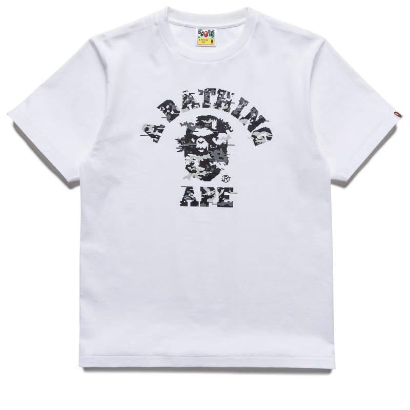 BAPE A Bathing Ape Multi Pixel Camo College Tee - White/Black