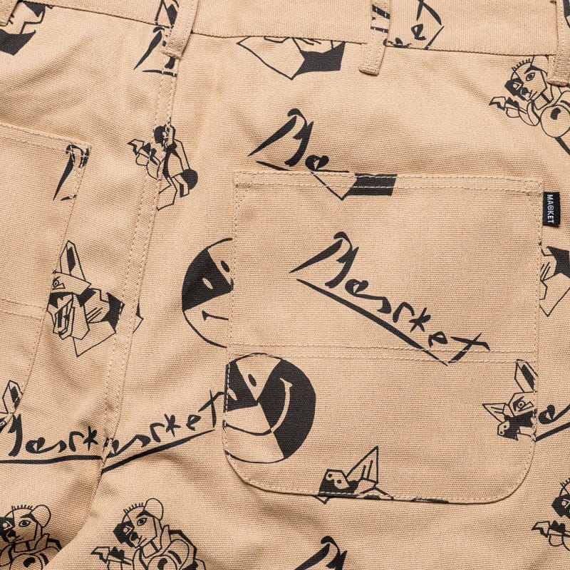 Market Smiley Cubism Work Pants - Khaki