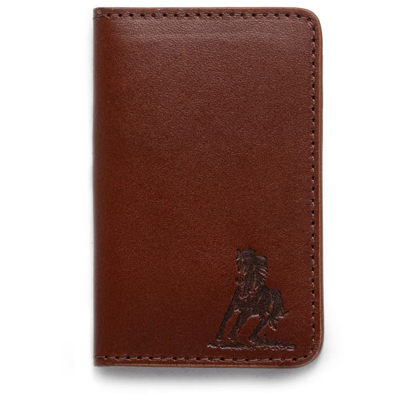 One Of These Days Running Horse Logo Leather Card Holder- Brown