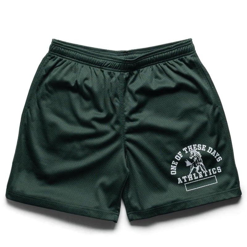 One Of These Days One Of The Days Mustang Athletics Mesh Shorts - Forest Green