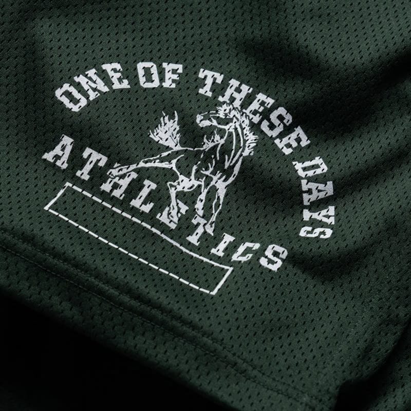 One Of These Days One Of The Days Mustang Athletics Mesh Shorts - Forest Green