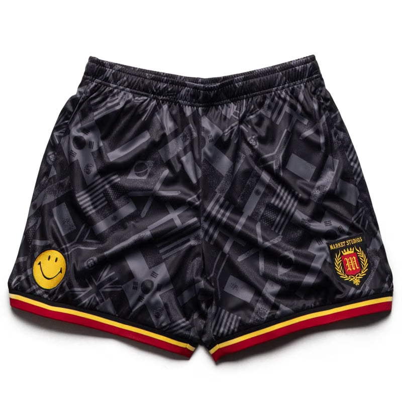 Market Smiley International Flags Soccer Shorts - Black/Grey