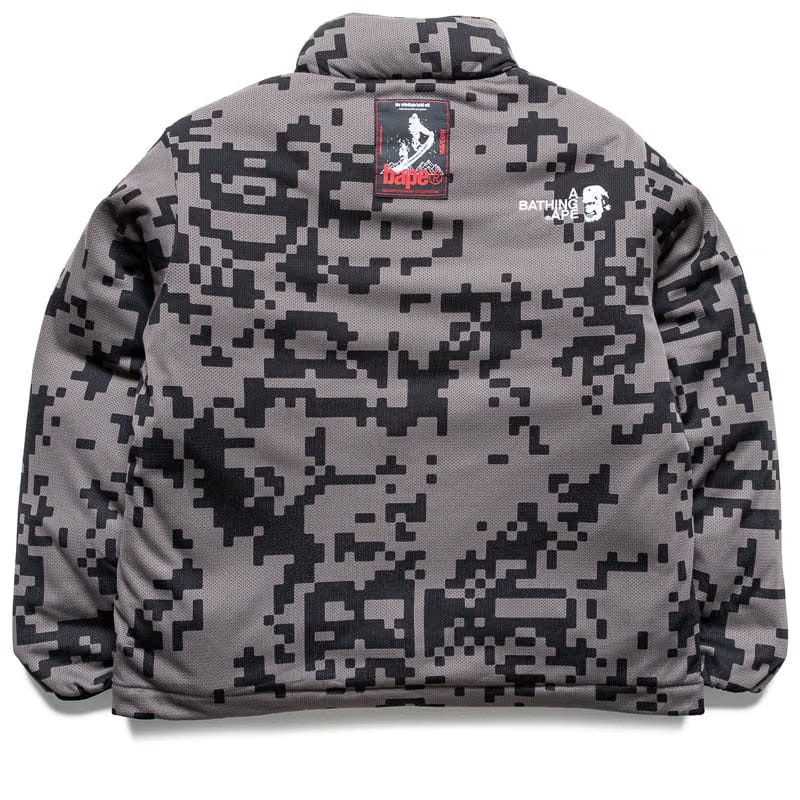 BAPE Kazuki Kuraishi x A Bathing Ape Pixelate Camo Reversible Down Jacket - Black