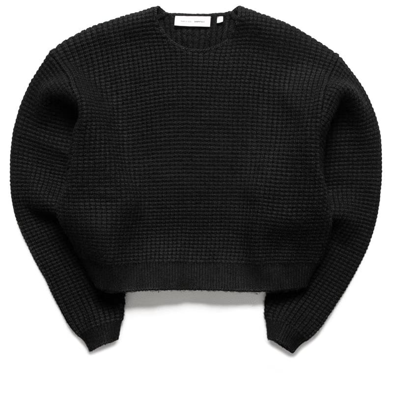 Fear of God Essentials Women's Fear Of God Essentials Heavy Waffle Crewneck 90's Sweater - Vintage Black
