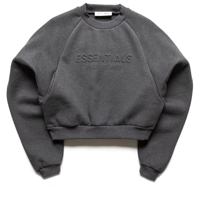 Fear of God Essentials Women's Fear Of God Essentials Embossed 90's Raglan Crewneck Sweatshirt - Charcoal Heather