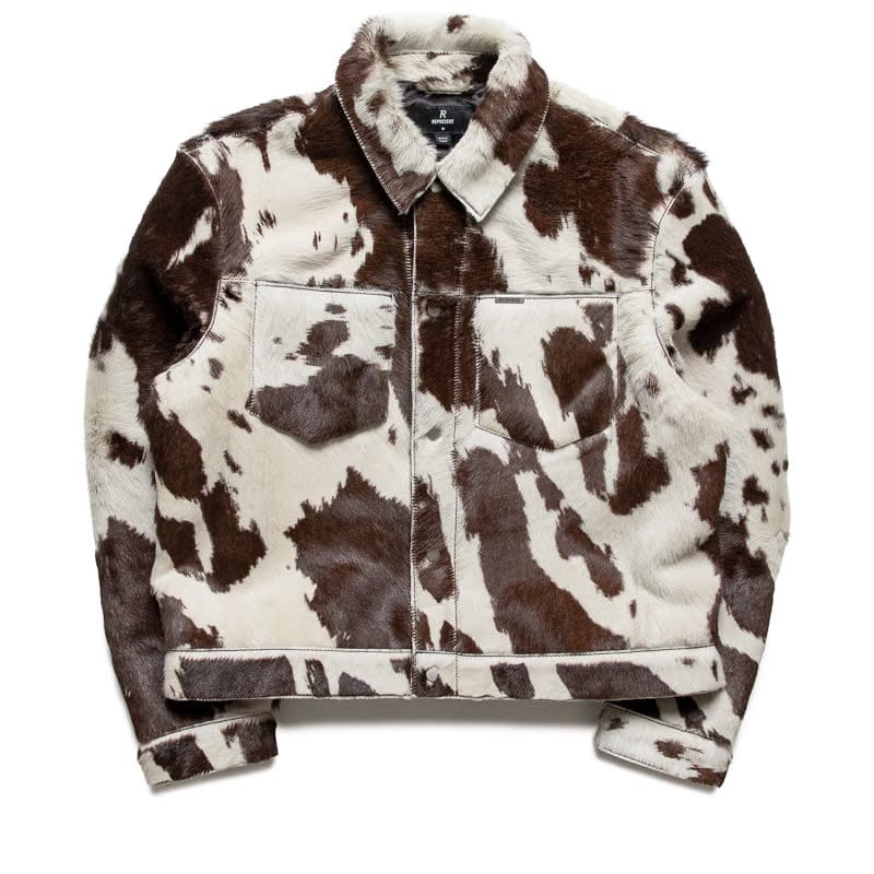Represent Cow Hide Trucker Jacket - Brown/White
