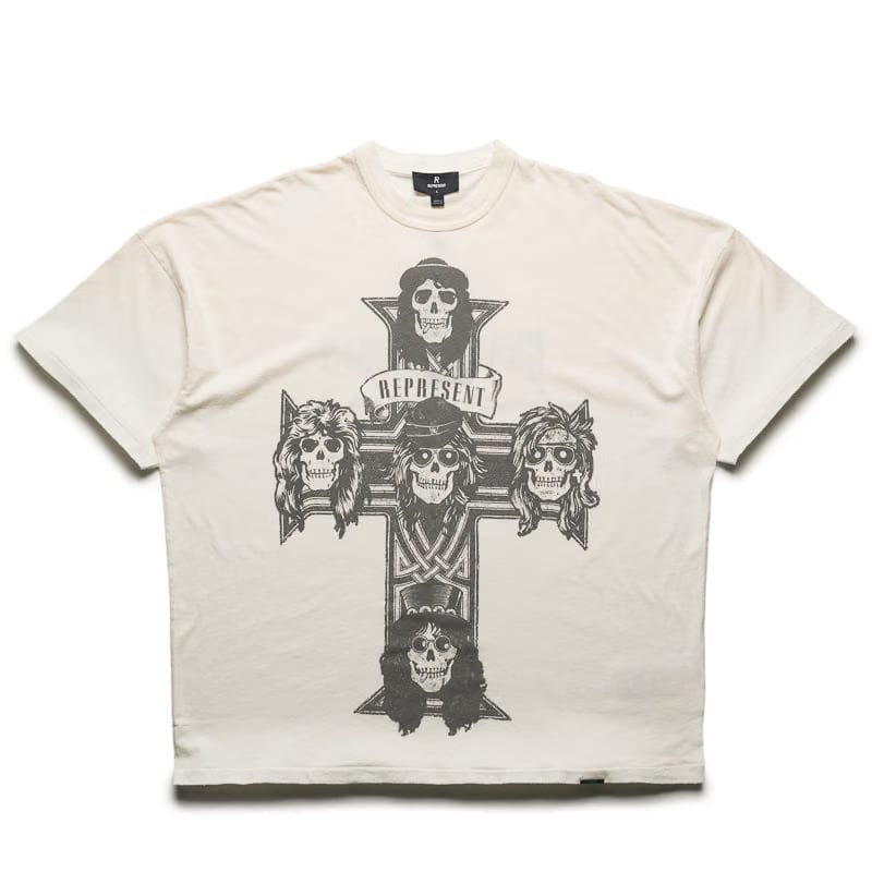 Represent Guns N' Roses x Represent Cross Tee - Washed Ecru