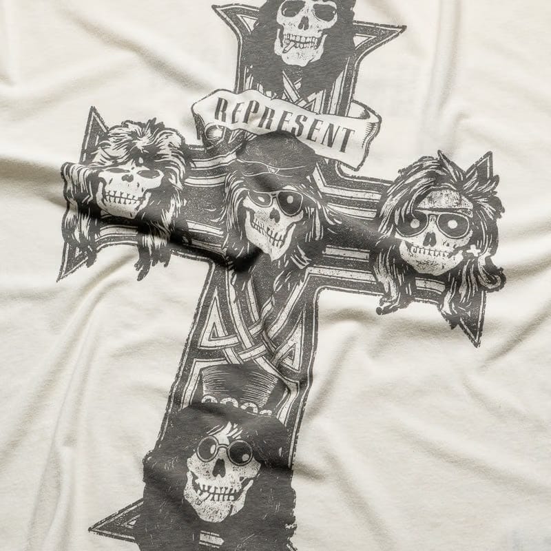 Represent Guns N' Roses x Represent Cross Tee - Washed Ecru