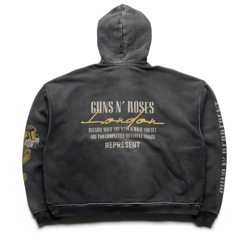 Represent Guns N' Roses x Represent Cross Full Zip Hoodie - Stained Black