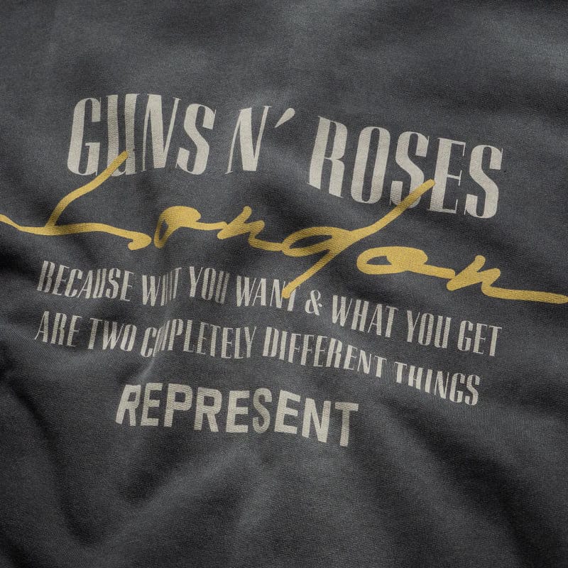 Represent Guns N' Roses x Represent Cross Full Zip Hoodie - Stained Black