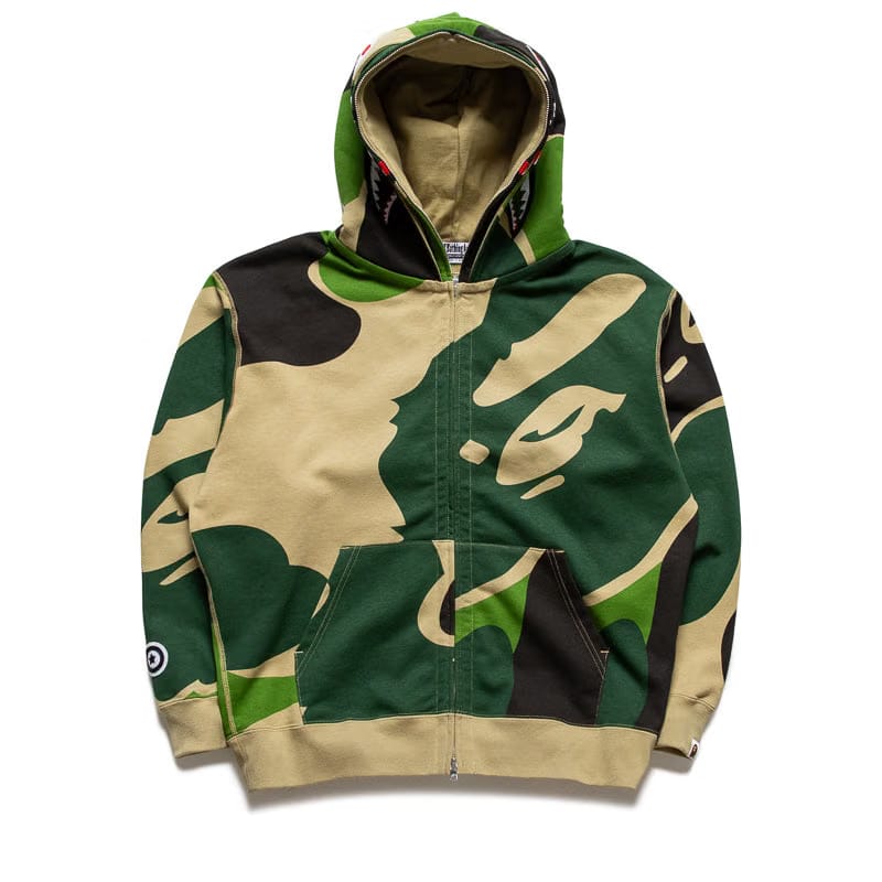 BAPE A Bathing Ape Mega ABC Camo Double Shark Full Zip Hoodie - Green
