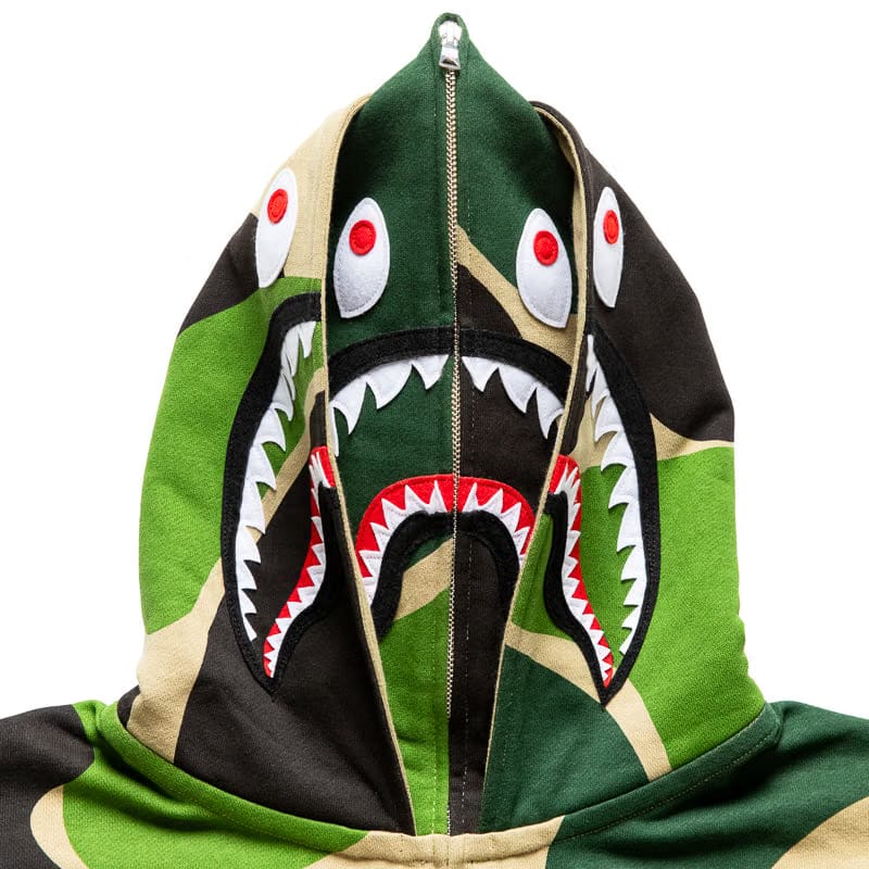 BAPE A Bathing Ape Mega ABC Camo Double Shark Full Zip Hoodie - Green